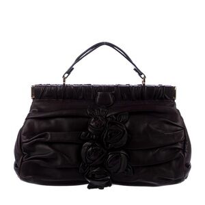 Valentino Leather Floral Frame Satchel